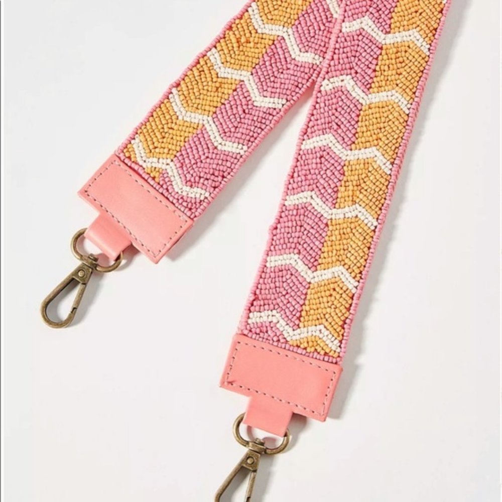 Anthro Chevron Beaded Bag Strap: Pink + Orange